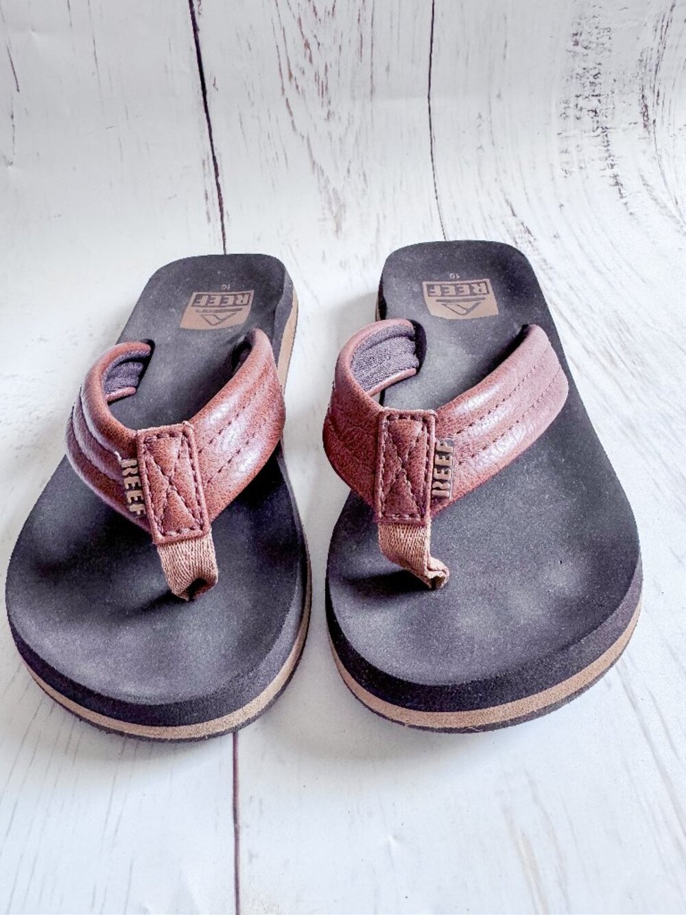 Reef Toddler Boys Size 10 Brown & Black Flip-Flop Sandals